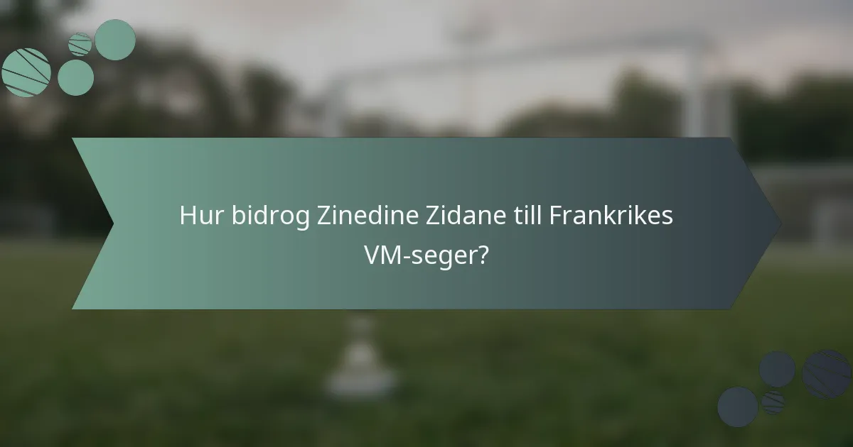 Hur bidrog Zinedine Zidane till Frankrikes VM-seger?