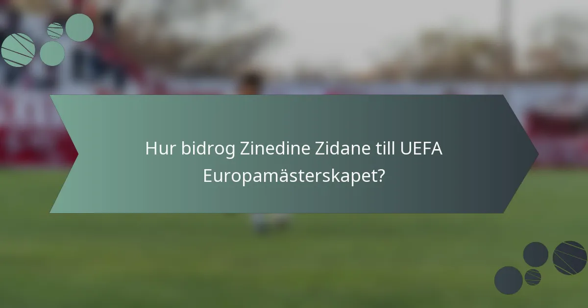 Hur bidrog Zinedine Zidane till UEFA Europamästerskapet?