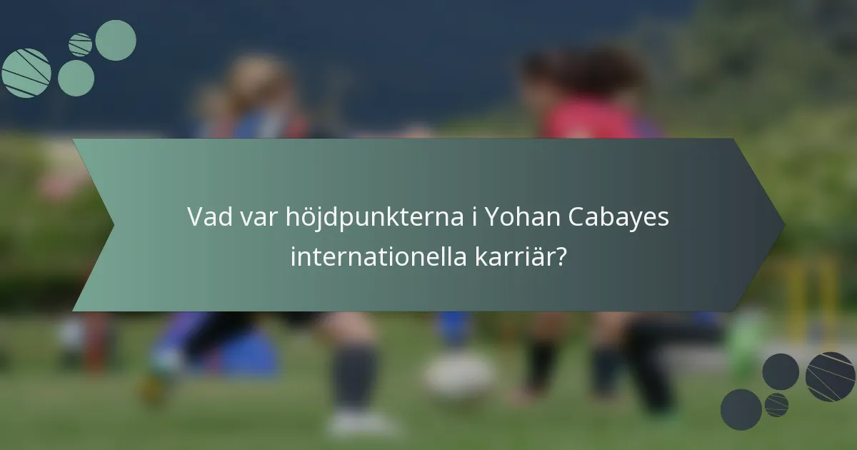 Vad var höjdpunkterna i Yohan Cabayes internationella karriär?