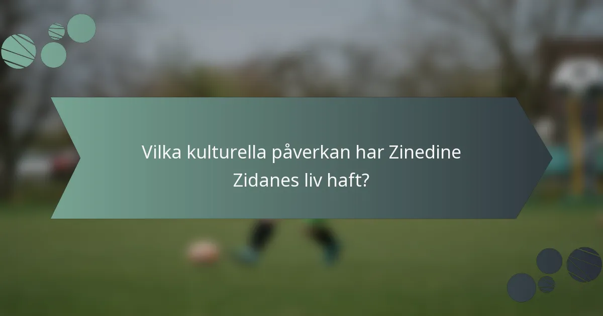 Vilka kulturella påverkan har Zinedine Zidanes liv haft?